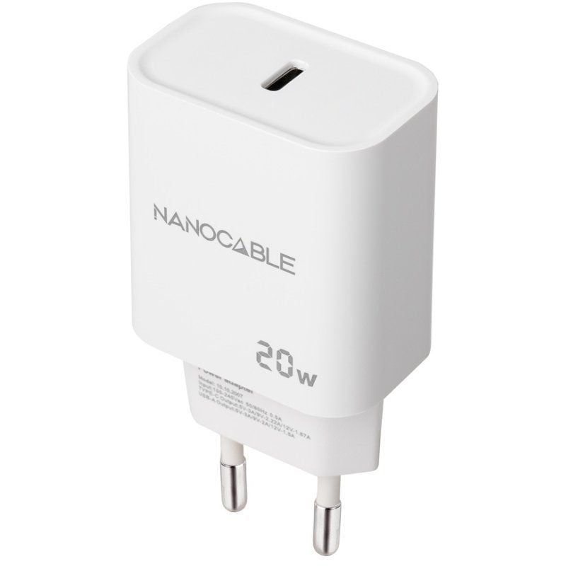 Nanocable Cargador pared USB-C PD 20W Blanco