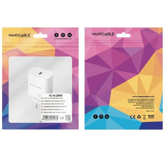 Nanocable Cargador pared USB-C PD 20W Blanco