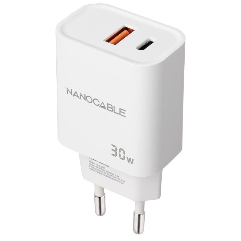 Cargador de Pared Nanocable 10.10.2011
1xUSB
1xUSB Tipo-C
30W
Blanco