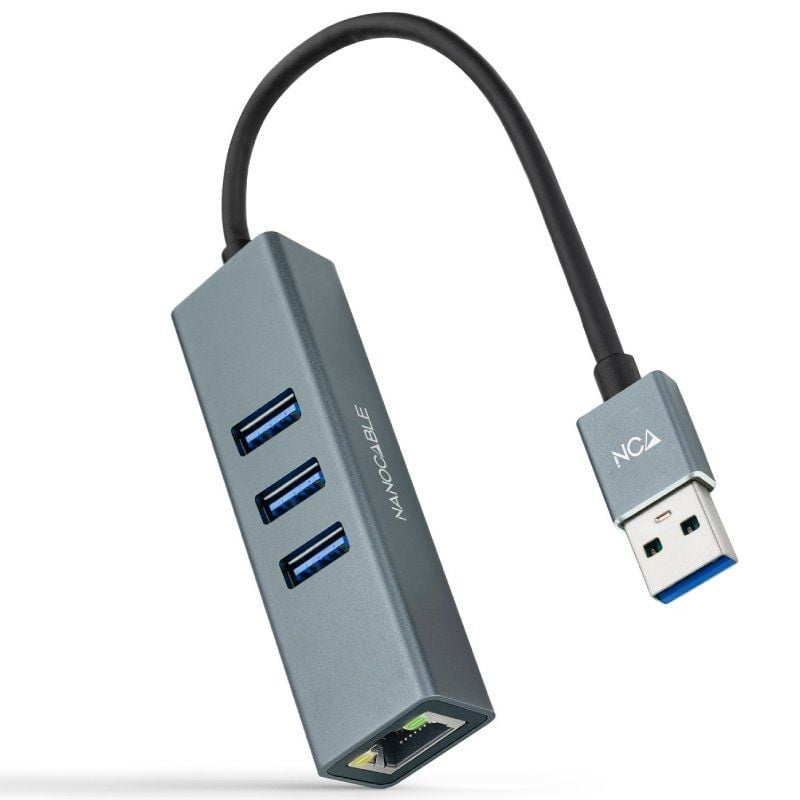 Hub USB 3.0 Nanocable 10.03.0407
3xUSB
1xRJ45
Gris