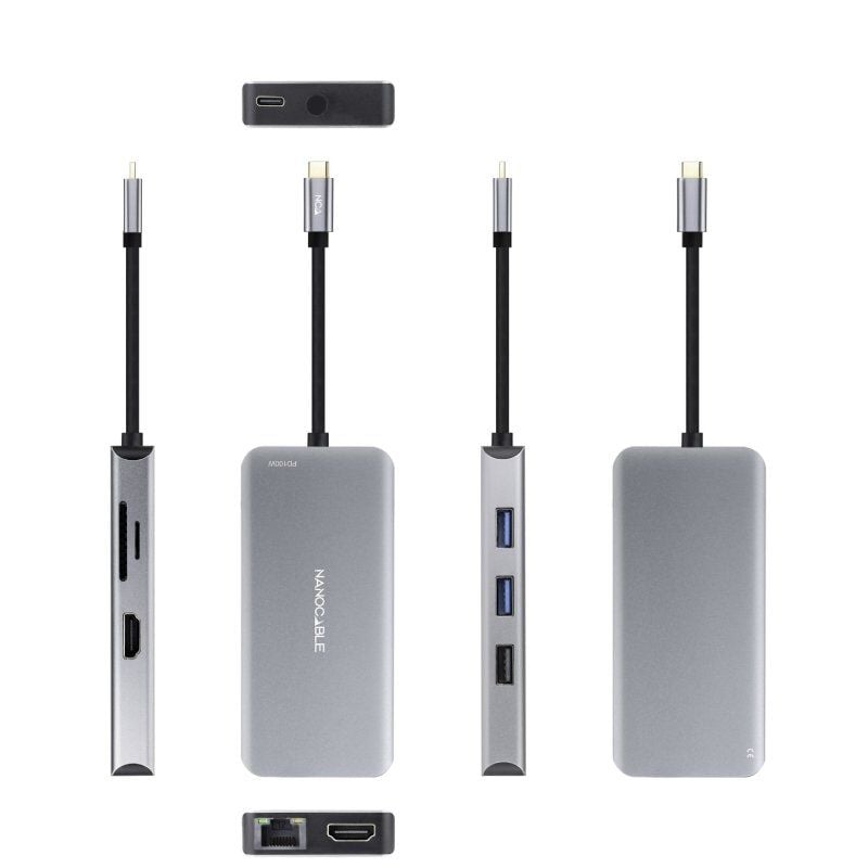 Nanocable Hub USB-C 3xUSB-A+2xHDMI+RJ45+TF+SD+PD