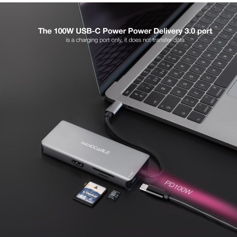 Nanocable Hub USB-C 3xUSB-A+2xHDMI+RJ45+TF+SD+PD