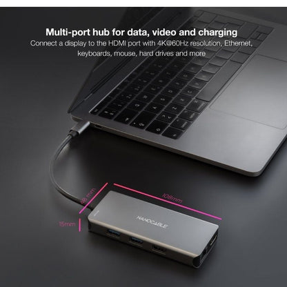 Nanocable Hub USB-C 3xUSB-A+2xHDMI+RJ45+TF+SD+PD