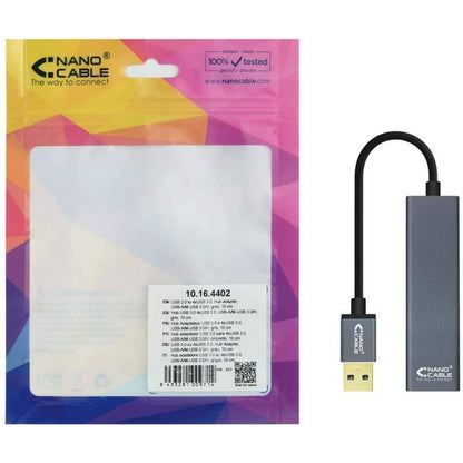 Nanocable Hub USB 3.0 4 x USB 3.0 10cm. Gris