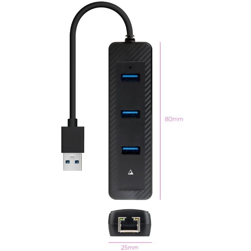 Hub USB 3.0 Nanocable 10.16.4604
3xUSB
1xRJ45
Negro