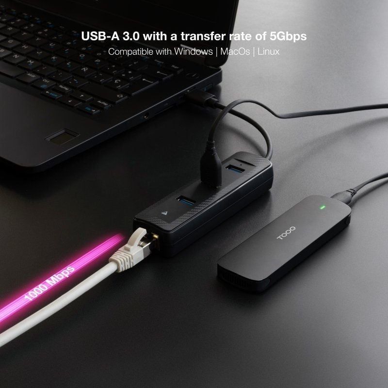 Hub USB 3.0 Nanocable 10.16.4604
3xUSB
1xRJ45
Negro