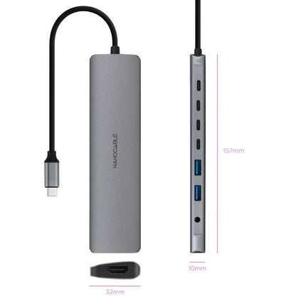 Docking Tipo-C Nanocable 10.16.4608
2xUSB
3xUSB Tipo-C
1xHDMI 4K
1xJack 3.5
1xUSB Tipo-C PD
Gris