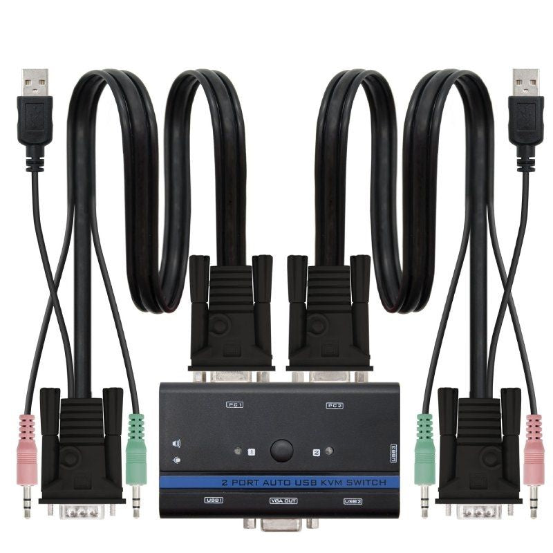KVM Switch Nanocable 10.12.0001
PC - CPU: 2 VGA + 2 USB + 4 JACK 3.5 
CONSOLA: 2 USB + VGA + 2 JACK 2.5
1.4m