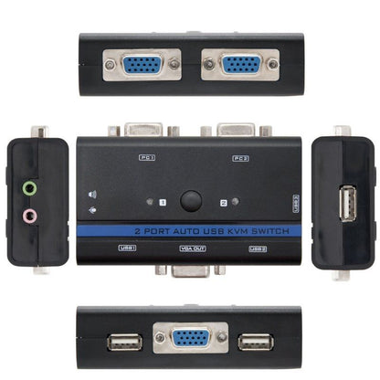 KVM Switch Nanocable 10.12.0001
PC - CPU: 2 VGA + 2 USB + 4 JACK 3.5 
CONSOLA: 2 USB + VGA + 2 JACK 2.5
1.4m
