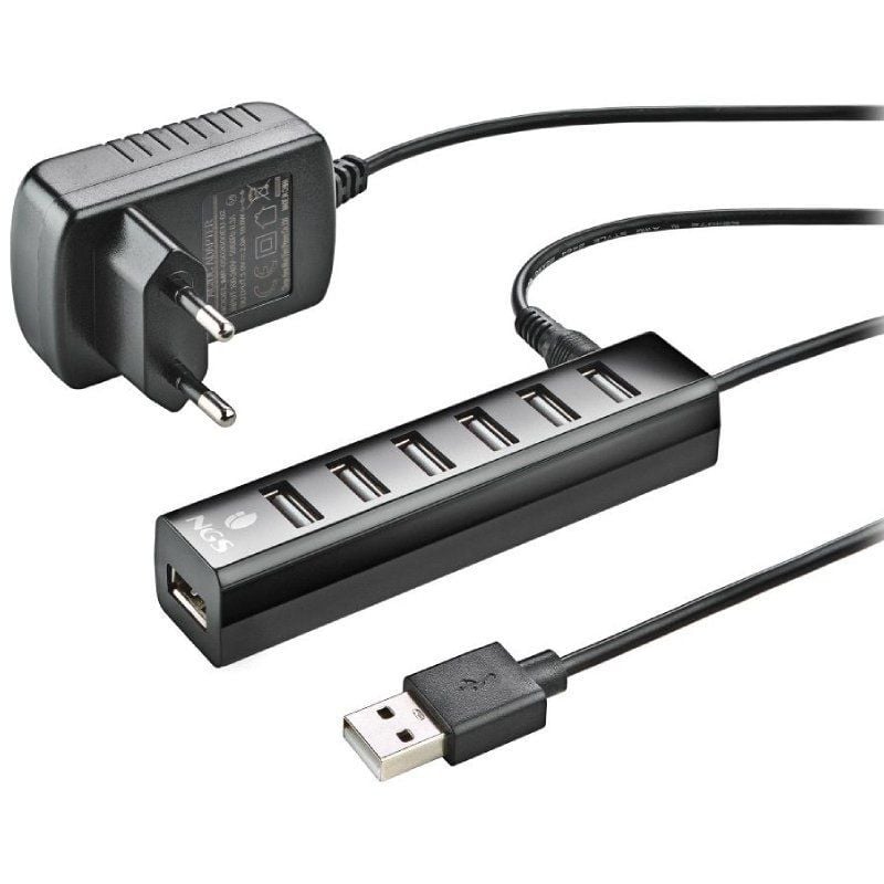 NGS Hub 7 puertos 2.0 con adap.corriente