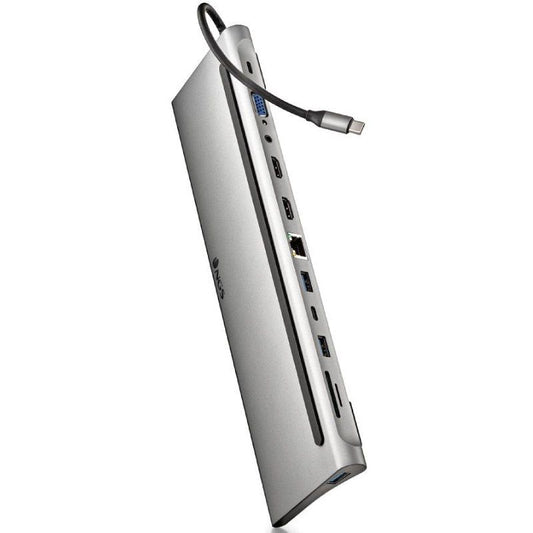 Docking USB Tipo-C NGS WonderDock12
3xUSB
2xHDMI 4K
1xVGA
1xRJ45
1xLector de Tarjetas
1xJack 3.5
1xUSB Tipo-C PD
Gris