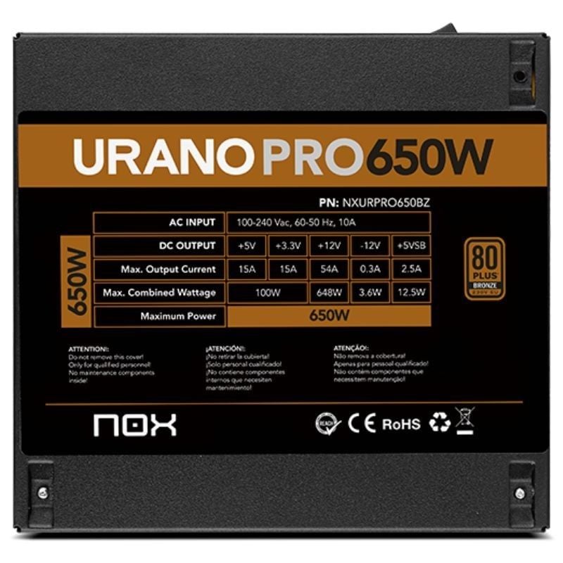 NOX  Fuente ATX Urano PRO 650W Bronze