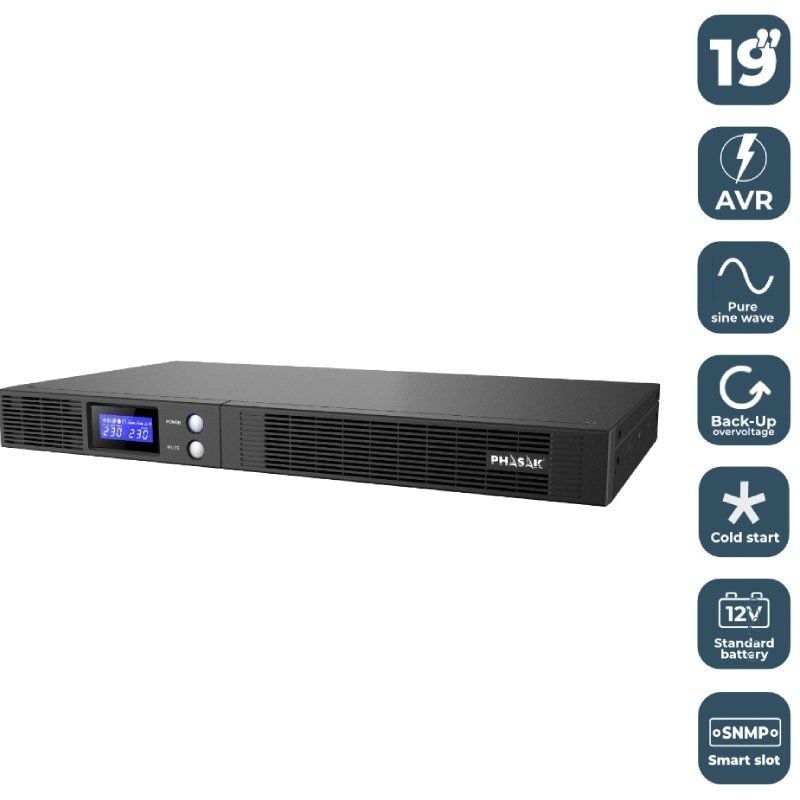 SAI Línea Interactiva Phasak Protekt Slim Rack
750VA-450W
4 Salidas
Formato Rack
