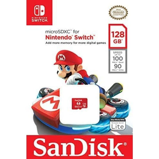 Tarjeta de Memoria SanDisk Nintendo Switch 128GB microSD XC UHS-I
Clase 10
100MBs