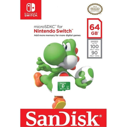 Tarjeta de Memoria SanDisk Nintendo Switch 64GB microSD XC UHS-I
Clase 10
100MBs