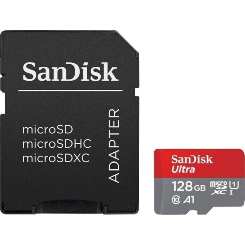 Tarjeta de Memoria SanDisk Ultra 128GB microSD XC con Adaptador
Clase 10
140MBs