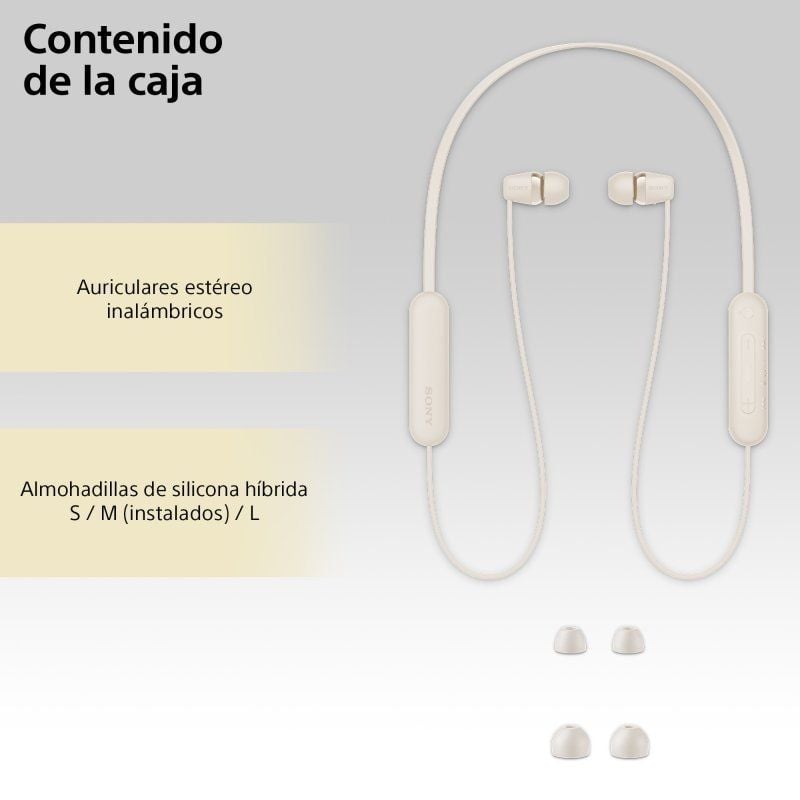 Auriculares Inalámbricos Intrauditivos Sony WI-C100
con Micrófono
Bluetooth
Beige