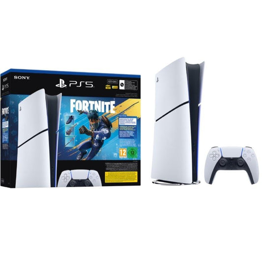 Consola Sony Playstation 5 - PS5 Slim Digital 825GB
Incluye Mando Dual Sense y Blunde Fortnite Flowering Chaos
Chassis E