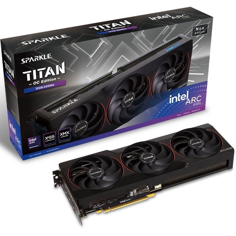 Tarjeta Gráfica Sparkle Intel Arc B580 Titan Nox OC Edition
12GB GDDR6