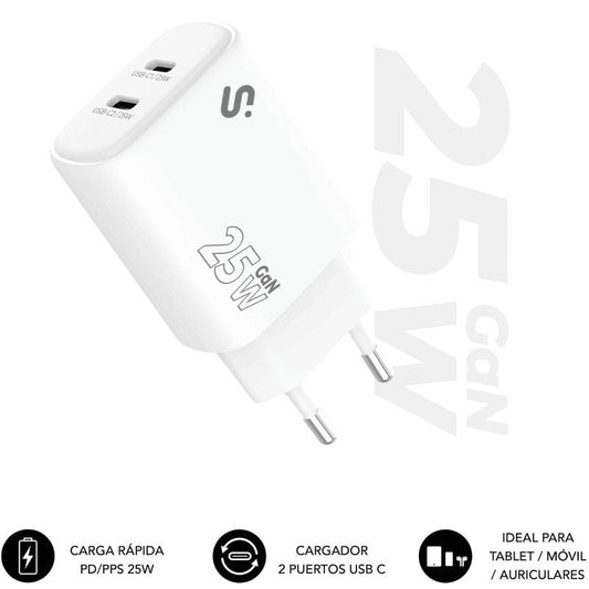 Cargador de Pared GaN Subblim 25W Charger USB C+C
2xUSB Tipo-C
25W