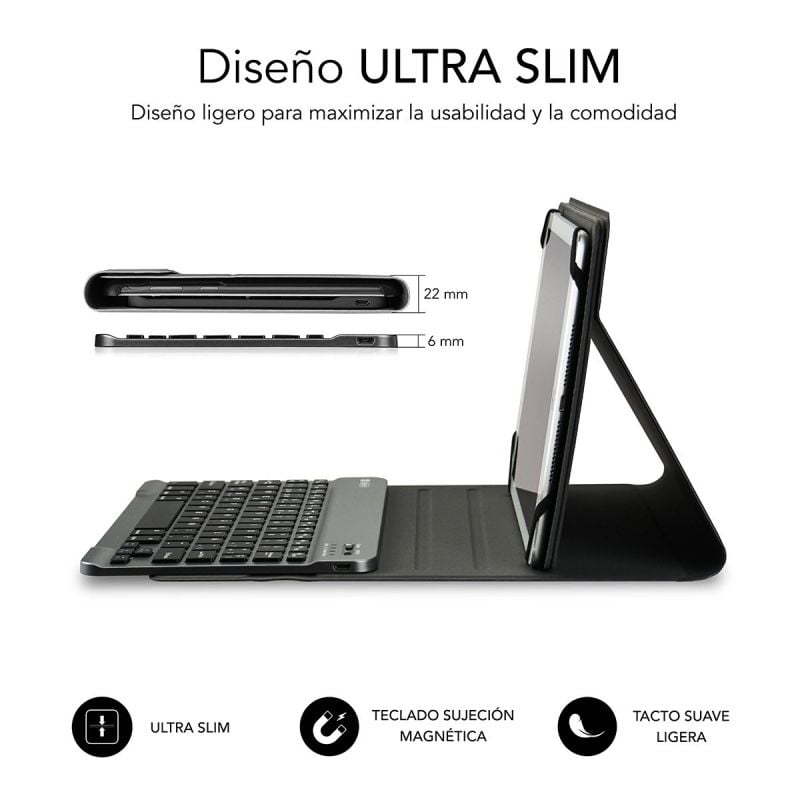 Funda con Teclado Subblim Keytab Pro Bluetooth para Tablets de 10.1"-10.8"
Negra