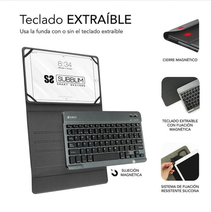 Funda con Teclado Subblim Keytab Pro Bluetooth para Tablets de 10.1"-10.8"
Negra