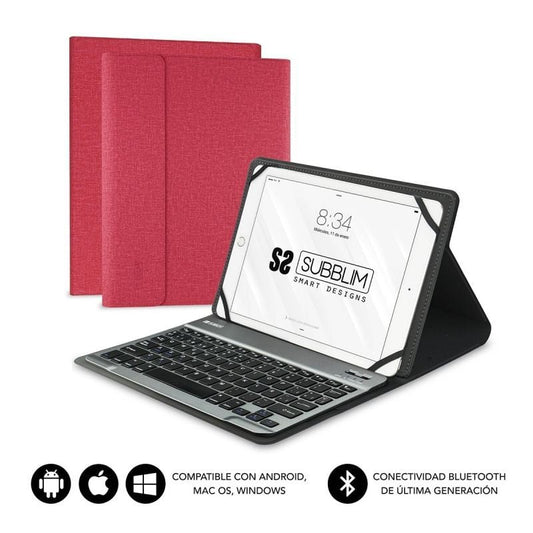 Funda con Teclado Subblim Keytab Pro Bluetooth para Tablets de 10.1"-10.8"
Roja