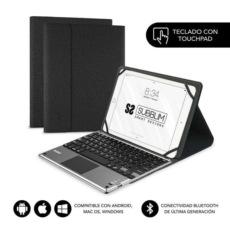 Funda con Teclado Subblim Keytab Pro Bluetooth Touchpad para Tablets de 10.1"-10.8"
Negra