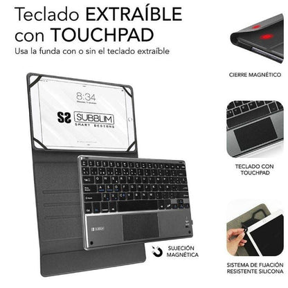 Funda con Teclado Subblim Keytab Pro Bluetooth Touchpad para Tablets de 10.1"-10.8"
Negra