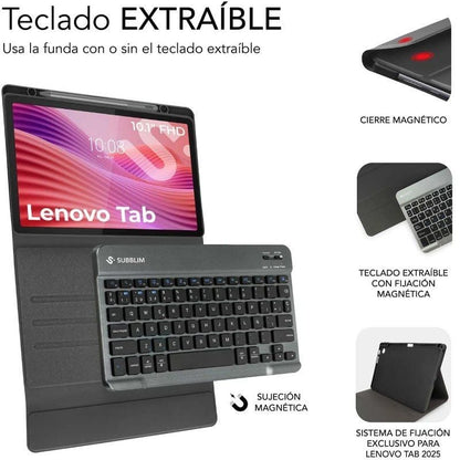 Funda con Teclado Subblim Shock Case Lenovo Tab 10.1" 2025
Negra