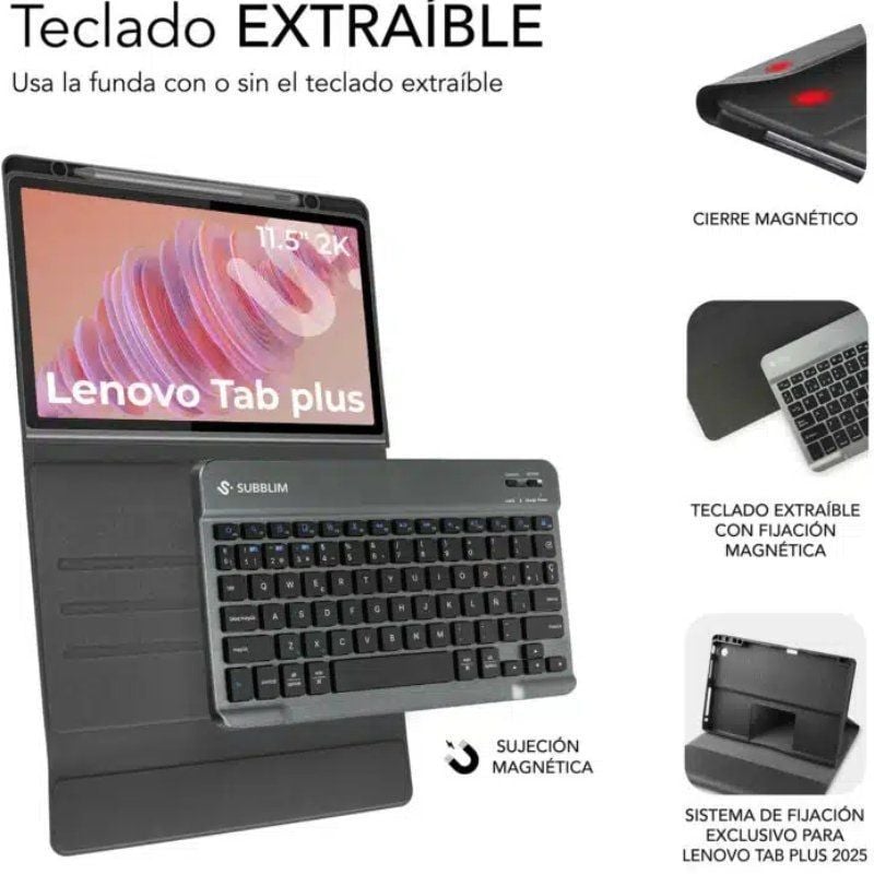 Funda con Teclado Subblim Keytab Pro BT Lenovo Tab 2025 11.5"
Negra