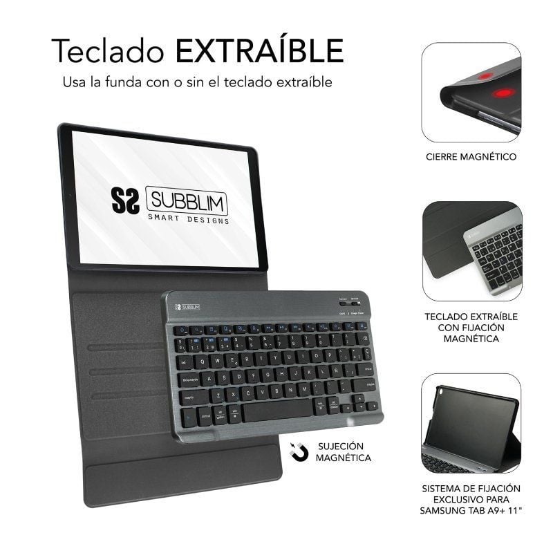 Funda con Teclado Subblim KeyTab Pro BT para Tablets Samsung Galaxy A9+
Negra