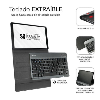 Funda con Teclado Subblim KeyTab Pro BT para Tablets Samsung Galaxy A9+
Negra