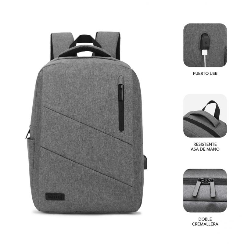 Mochila Subblim City Backpack para Portátiles hasta 15.6"
Puerto USB
Gris