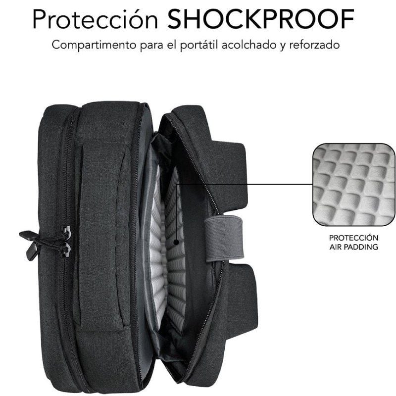 Mochila Subblim Traveller Airpadding Backpack para Portátiles hasta 15.6"
Puerto USB
Gris
