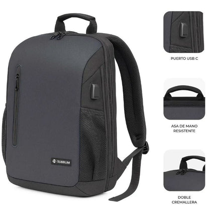 Mochila Subblim Xpand Air Padding Backpack para Portátiles hasta 15.6"
Puerto USB
Negro