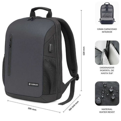 Mochila Subblim Xpand Air Padding Backpack para Portátiles hasta 15.6"
Puerto USB
Negro