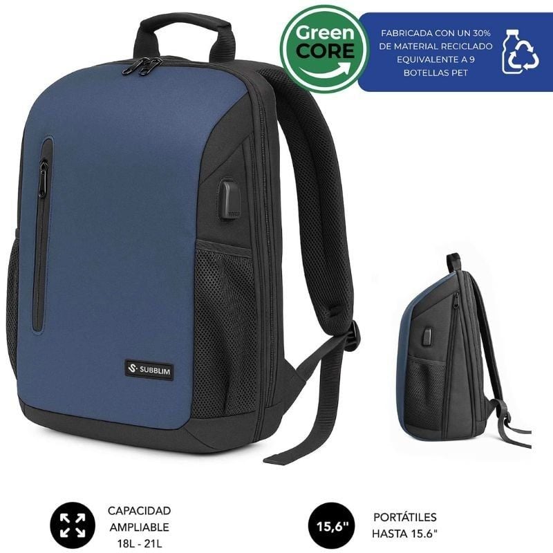 Mochila Subblim Xpand Air Padding Backpack para Portátiles hasta 15.6"
Puerto USB
Azul
