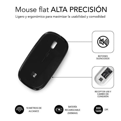 Ratón Inalámbrico por Bluetooth Subblim Dual Flat
Batería recargable
Hasta 1600 DPI