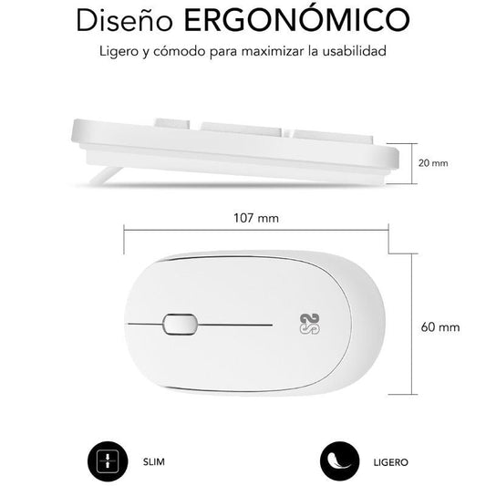 Teclado y Ratón Subblim Combo Business Slim Silencioso Inalámbrico
Blanco