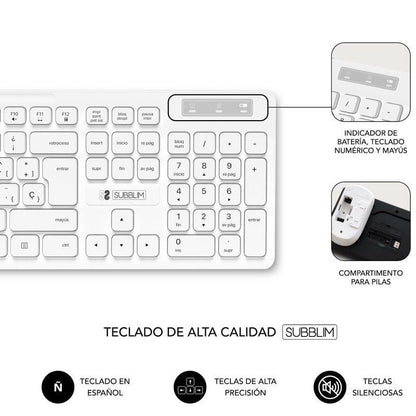 Teclado y Ratón Subblim Combo Business Slim Silencioso Inalámbrico
Blanco