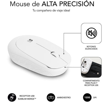 Teclado y Ratón Subblim Combo Business Slim Silencioso Inalámbrico
Blanco