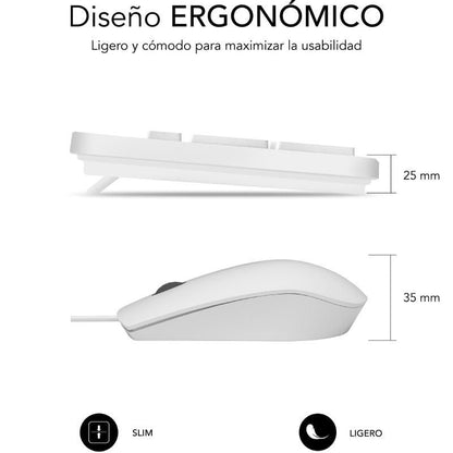 Teclado y Ratón Subblim Combo Business Slim Silencioso
Blanco