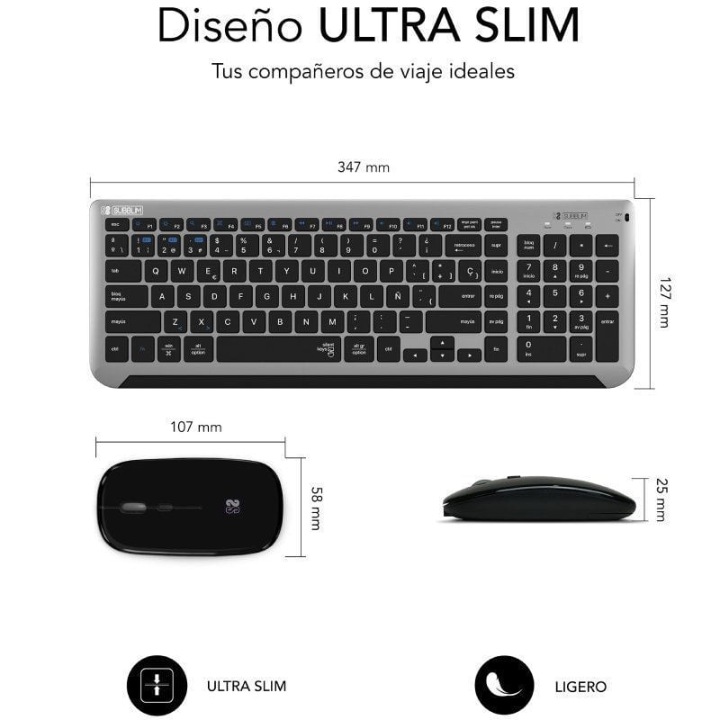 Teclado y Ratón Inalámbrico Subblim Combo Dual Prestige Extendido