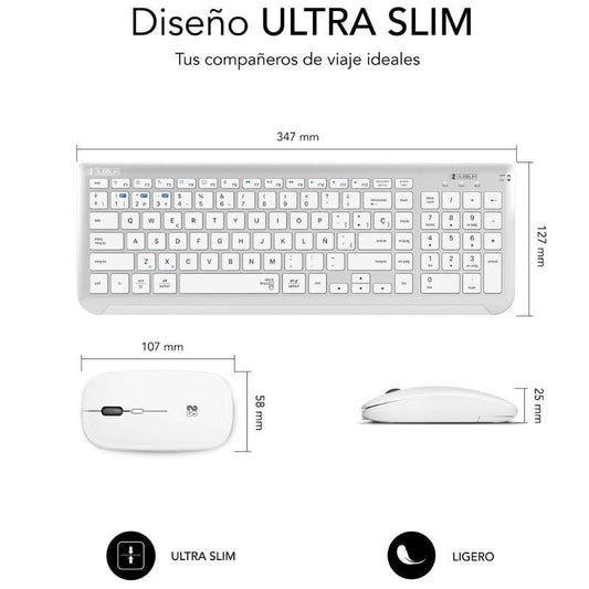 Teclado y Ratón Inalámbrico Subblim Combo Dual Prestige Extendido
Blanco y Plata