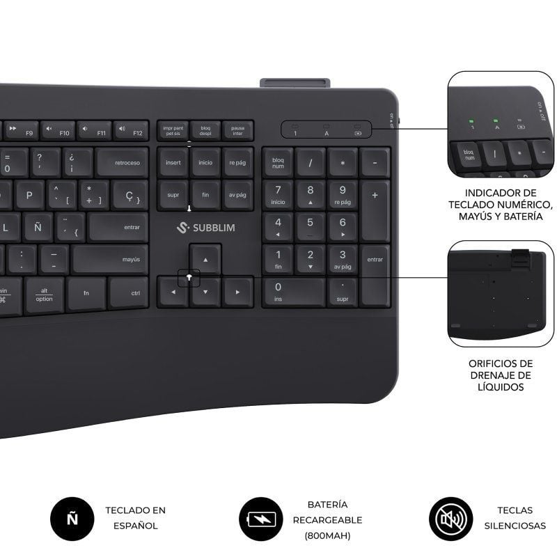 Teclado y Ratón Inalámbrico Subblim Combo Dual Office Prowave
Negro