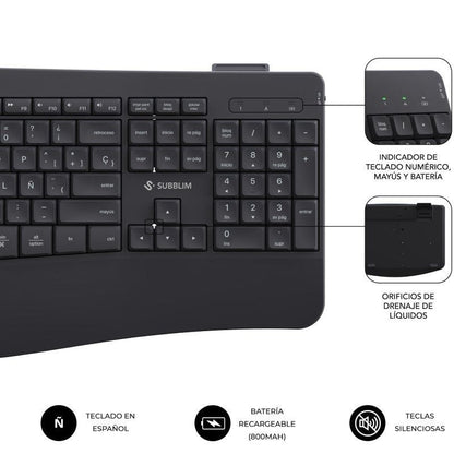 Teclado y Ratón Inalámbrico Subblim Combo Dual Office Prowave
Negro