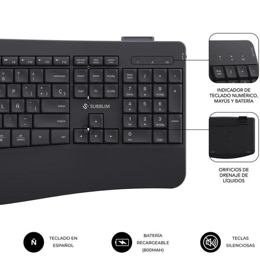 Teclado y Ratón Inalámbrico Subblim Combo Dual Office Prowave
Negro