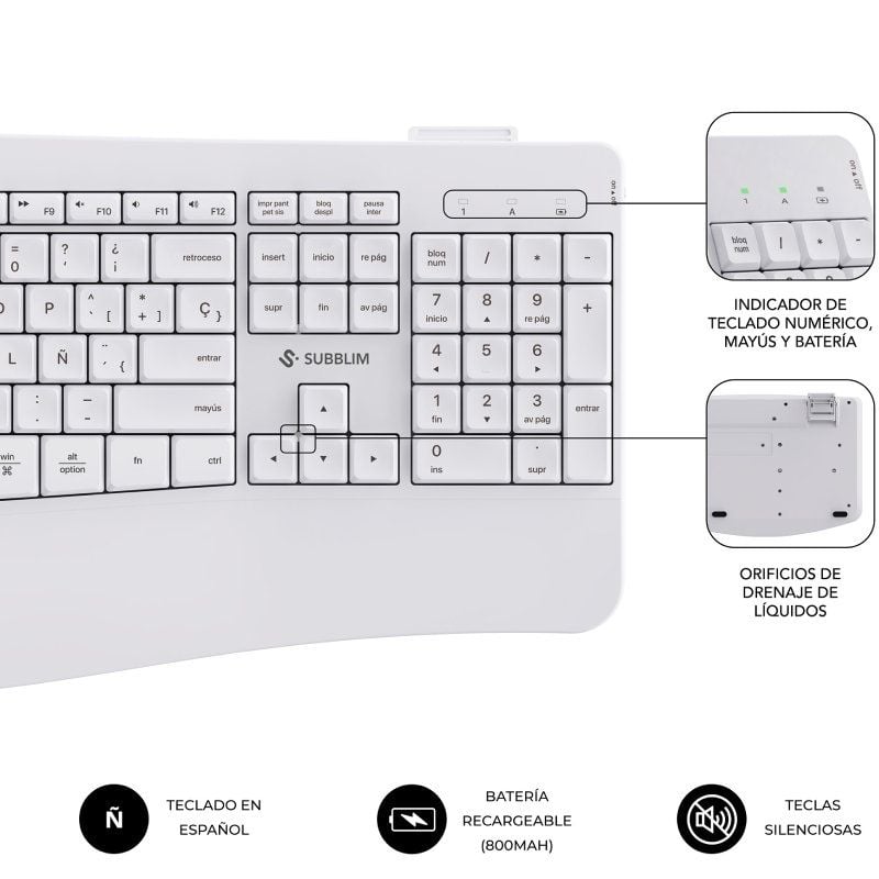 Teclado y Ratón Inalámbrico Subblim Combo Dual Office Prowave
Blanco