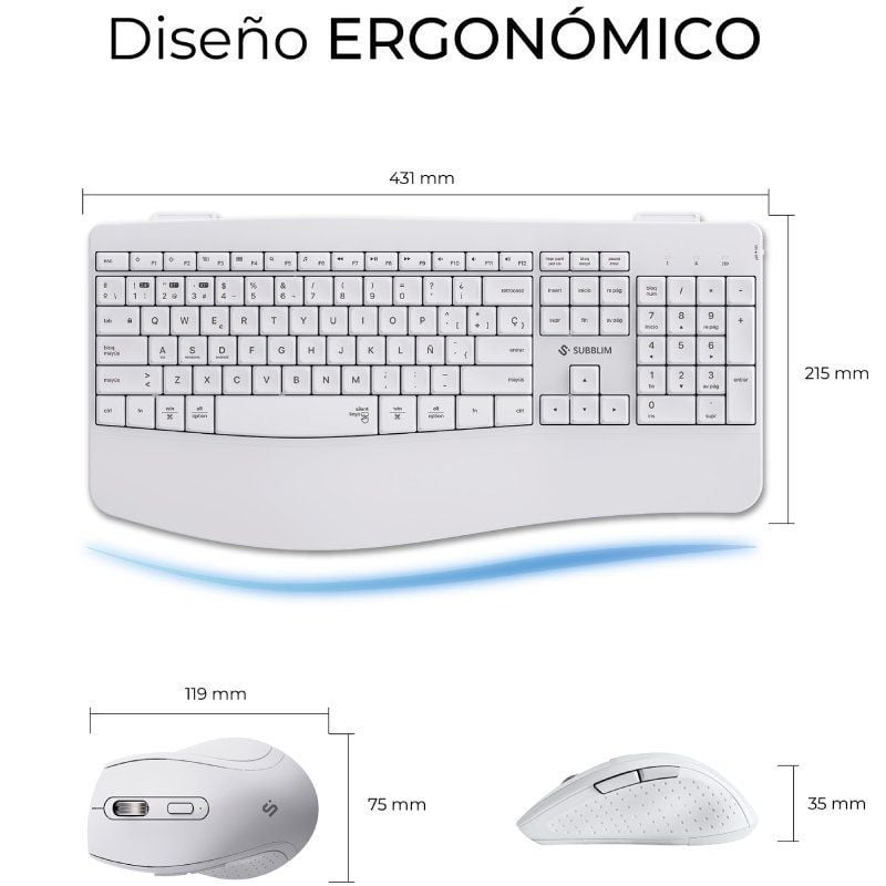 Teclado y Ratón Inalámbrico Subblim Combo Dual Office Prowave
Blanco